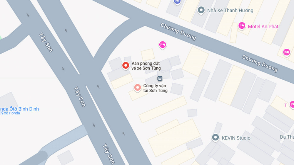 Trụ sở chính nhà xe Sơn Tùng đặt tại Quy Nhơn, Bình Định.