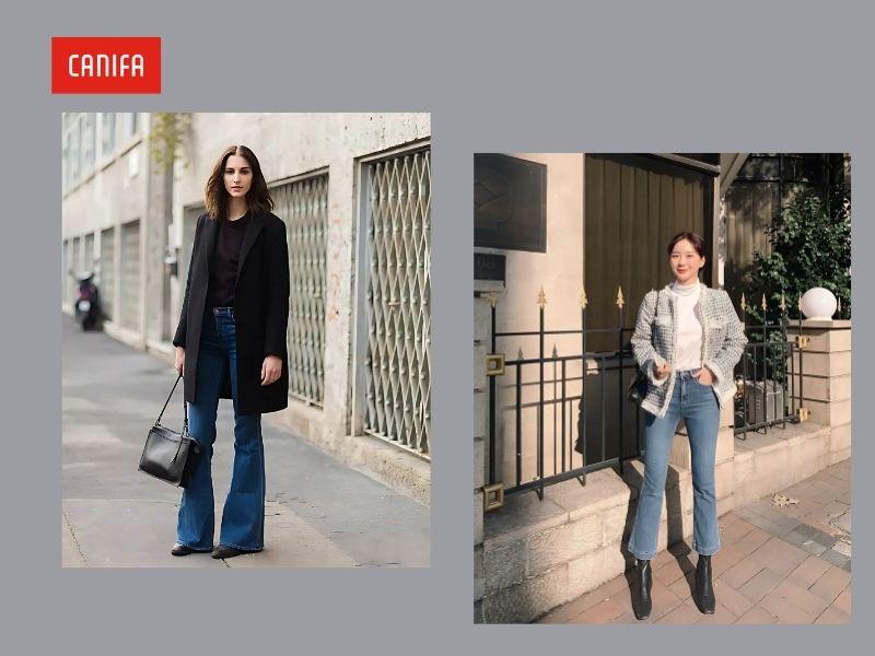 Cô gái trẻ tự tin dạo phố với áo khoác ngắn màu đen, kiểu dáng bomber, kết hợp quần ống rộng và giày thể thao, tạo nên vẻ ngoài năng động, phá cách và đầy cá tính.