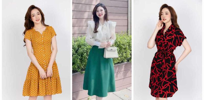Phụ nữ chọn váy che bụng chân to với họa tiết nhỏ tinh tế