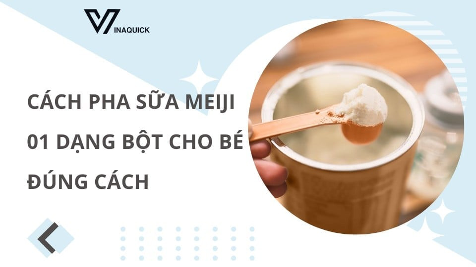 Em bé đáng yêu và lon sữa Meiji 0-1 dạng bột, biểu tượng cho sự phát triển khỏe mạnh