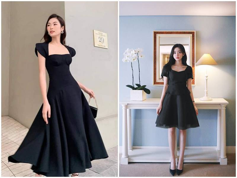 Đầm đen dự tiệc dáng dài, sang trọng quý phái với thiết kế thanh lịch