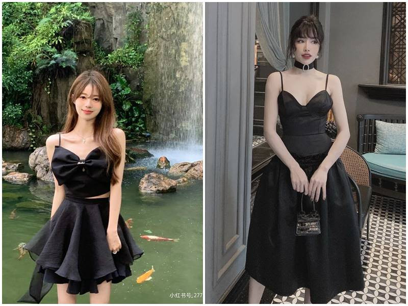 Váy đen dự tiệc trẻ trung với thiết kế dáng ngắn, khoe vẻ năng động