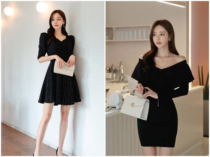 Đầm đen khoét cổ V, gợi cảm và tinh tế cho mọi vóc dáng