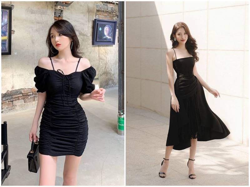 Đầm cúp ngực đen, khoe vai trần gợi cảm và quyến rũ