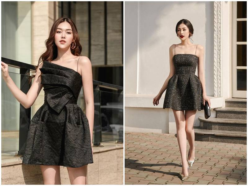 Đầm đen 2 dây dự tiệc, quý phái và sexy