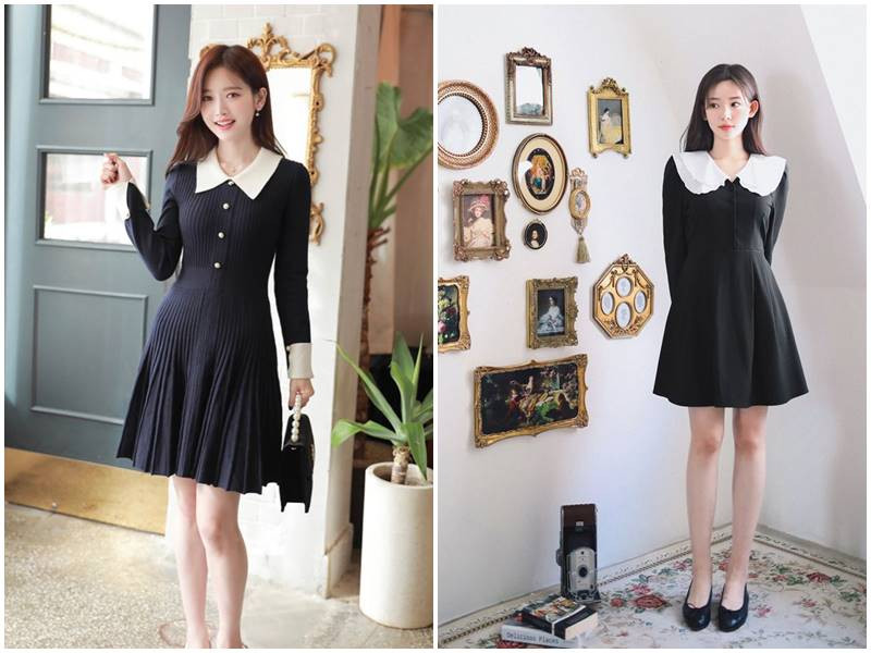 Đầm đen dự tiệc đẹp cho dáng người tam giác ngược, giúp cân bằng vai