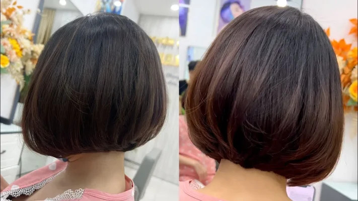 Tóc bob cụp đuôi ôm sát giúp che khuyết điểm khuôn mặt hiệu quả