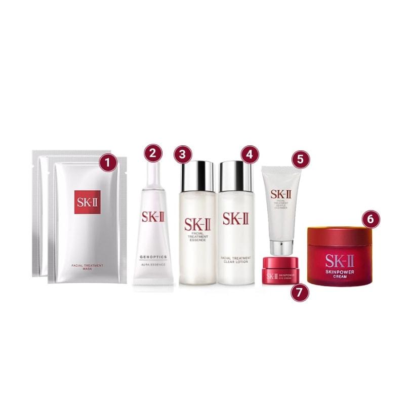 Hình ảnh bộ sản phẩm mỹ phẩm chống lão hóa SK-II giúp làn da trắng sáng và trẻ trung