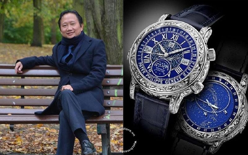 Ảnh chi tiết bộ máy cơ khí phức tạp của Patek Philippe Sky Moon Tourbillon 6002G, thể hiện sự tinh xảo trong chế tạo