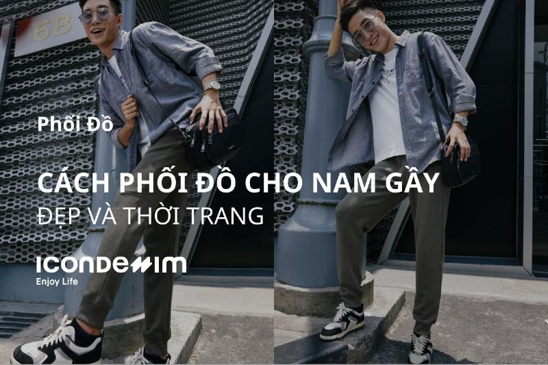 Một người mẫu nam cao gầy đang thử đồ, với các nguyên tắc vàng phối đồ cho người gầy.
