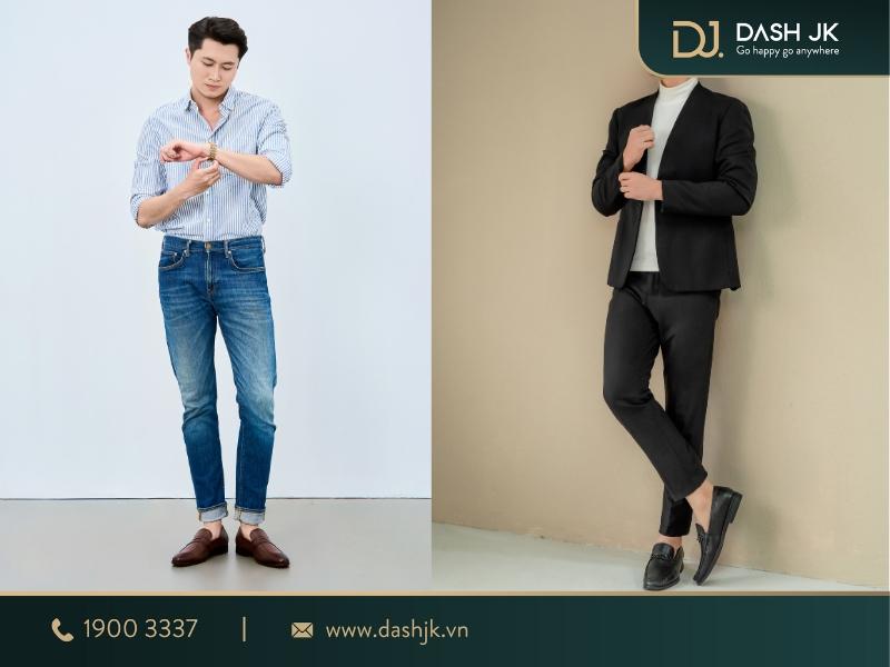 Cách phối đồ với áo polo nam lịch lãm cùng quần chinos và giày mọi màu nâu