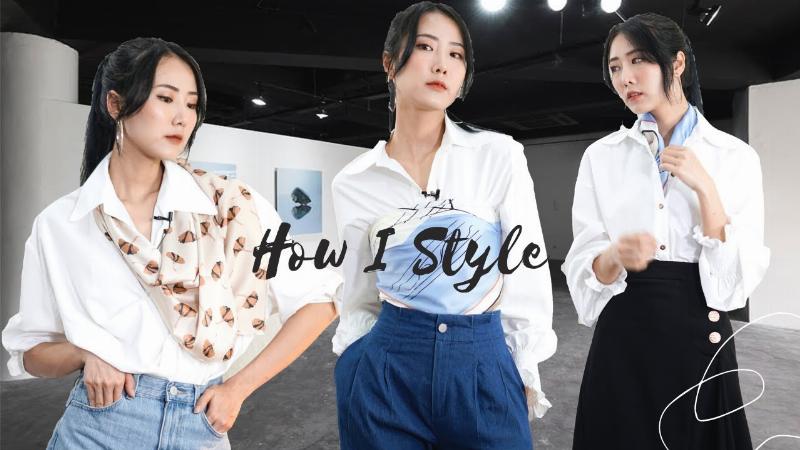 Một cô gái phối đồ với áo sơ mi trắng nữ phong cách cá tính 