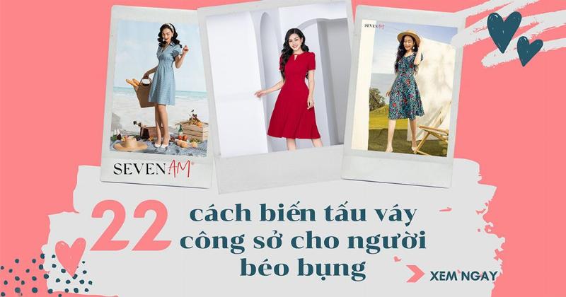 Người phụ nữ mũm mĩm tự tin chọn váy cho người béo bụng chân to màu tối, dáng xòe