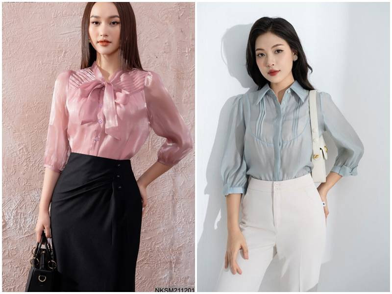 Nữ tính với áo sơ mi tay lỡ kiểu Hàn Quốc, gam màu pastel nhẹ nhàng