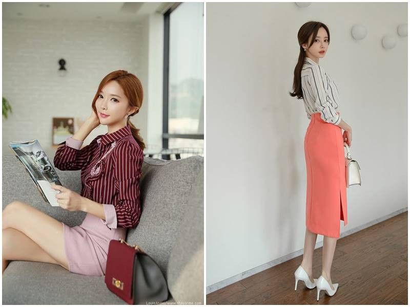 Áo sơ mi tay lỡ kẻ sọc ngang, phối màu tươi sáng