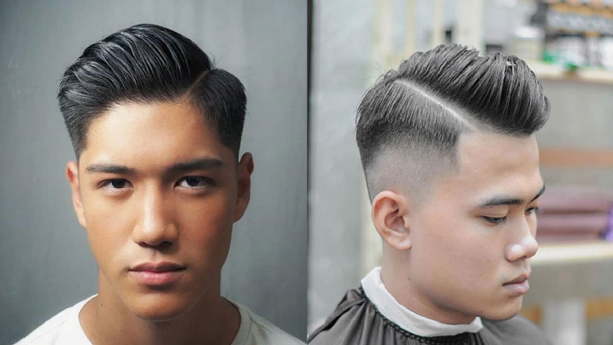 Kiểu tóc nam ngắn brushed back vuốt ngược, phong cách quý ông cho mặt tròn