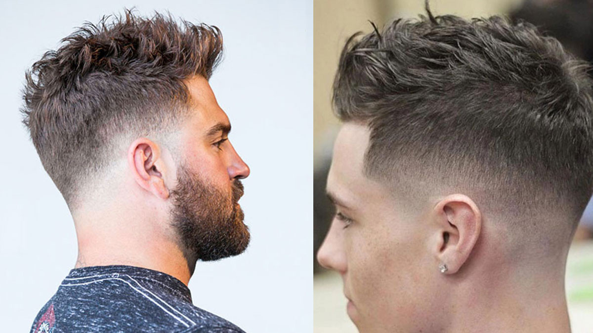 Kiểu tóc nam ngắn mặt tròn drop fade với phần tóc tỉa gọn gàng