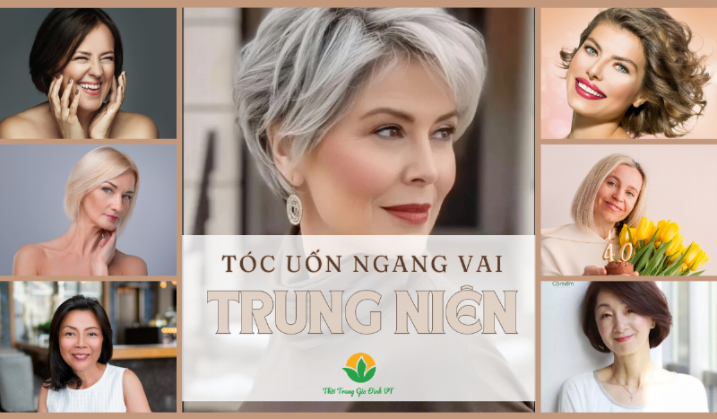 Phụ nữ tuổi 50 với kiểu tóc uốn sóng lơi nhẹ nhàng, gương mặt rạng rỡ, thể hiện vẻ đẹp tự tin, thanh lịch và hiện đại.