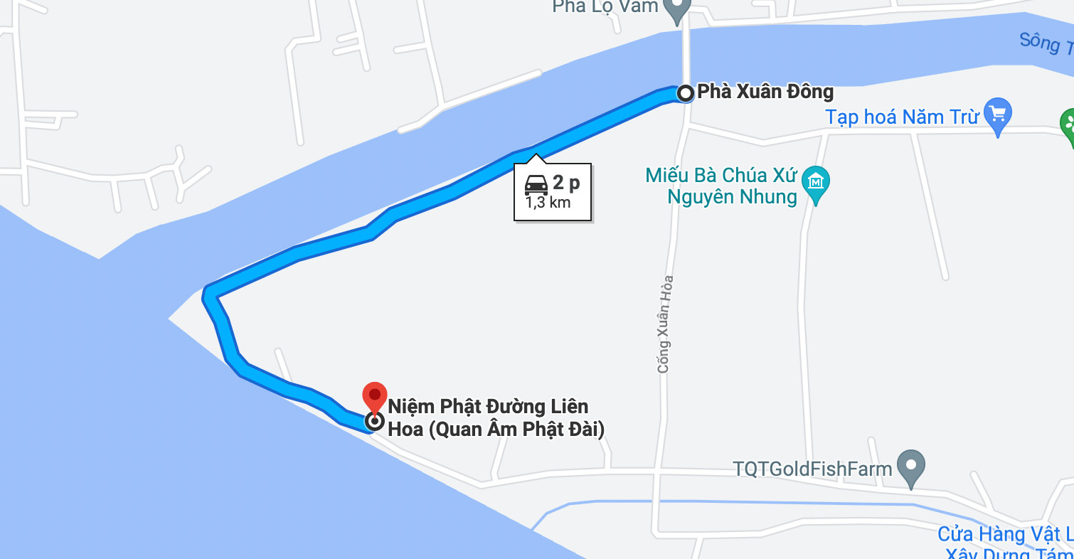 Bản đồ hướng dẫn đường đi đến Niệm Phật Đường Liên Hoa Chợ Gạo