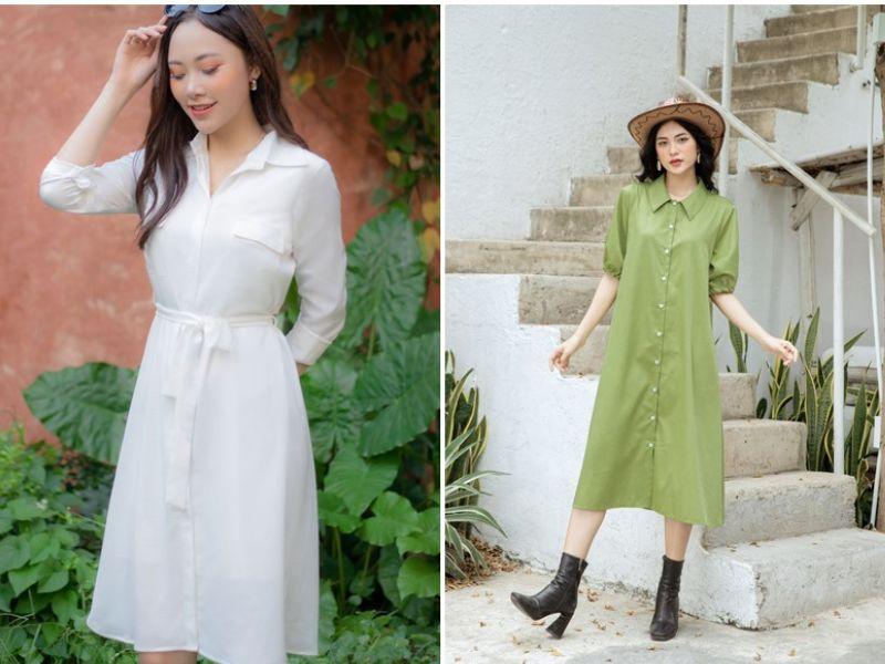 Váy chữ A với chất liệu có độ rũ nhẹ nhàng và mềm mại, giúp che đi vòng bụng dưới một cách tinh tế và thanh lịch, mang lại vẻ ngoài tự tin cho người mặc.