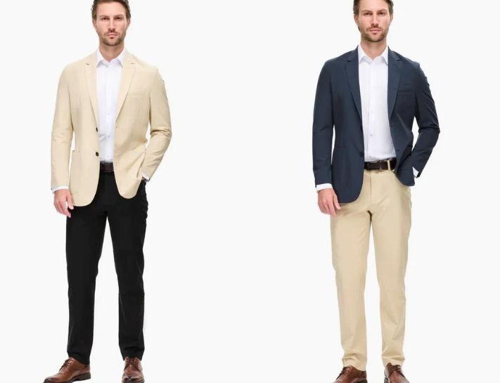 Kết hợp áo khoác màu be với áo phông trắng và quần đen, tạo nên outfit hài hòa, thanh lịch và không kém phần năng động.