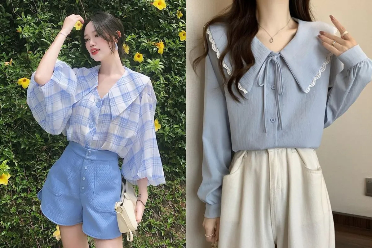 Mẫu cổ áo sơ mi nữ lá sen tròn đằm thắm, trang nhã