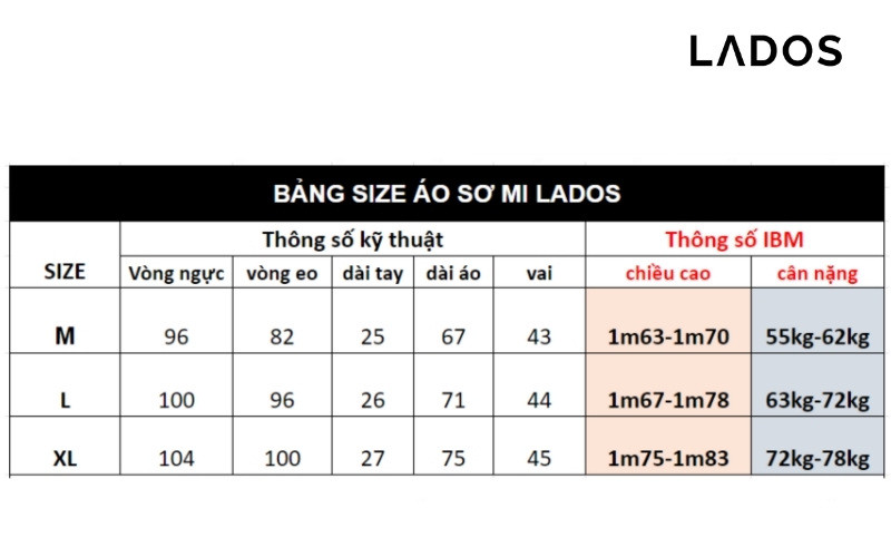 So sánh bảng size áo sơ mi nam theo chiều cao cân nặng của các thương hiệu