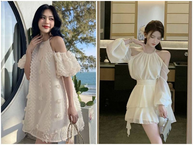 Đầm cổ yếm dự tiệc thanh lịch, duyên dáng