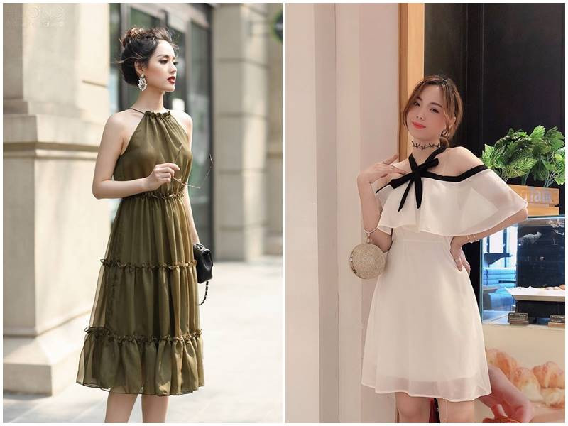 Thiết kế đầm cổ yếm hiện đại và tinh tế