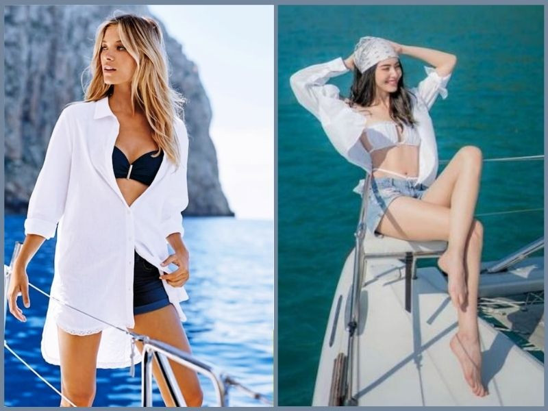 Đồ đi biển nữ đẹp với sơ mi oversize và quần short