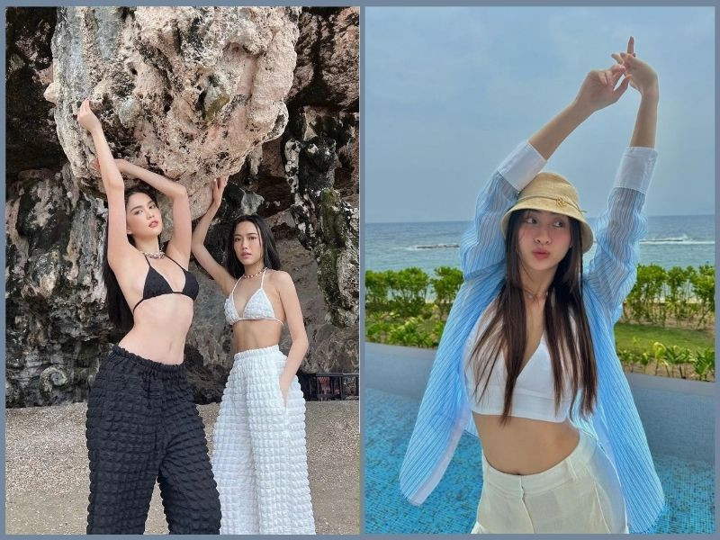 Gợi ý outfit đi biển cho nữ cá tính: áo bra và quần dài