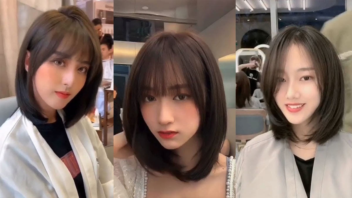 Kiểu tóc ngắn uốn cụp chữ C trẻ trung