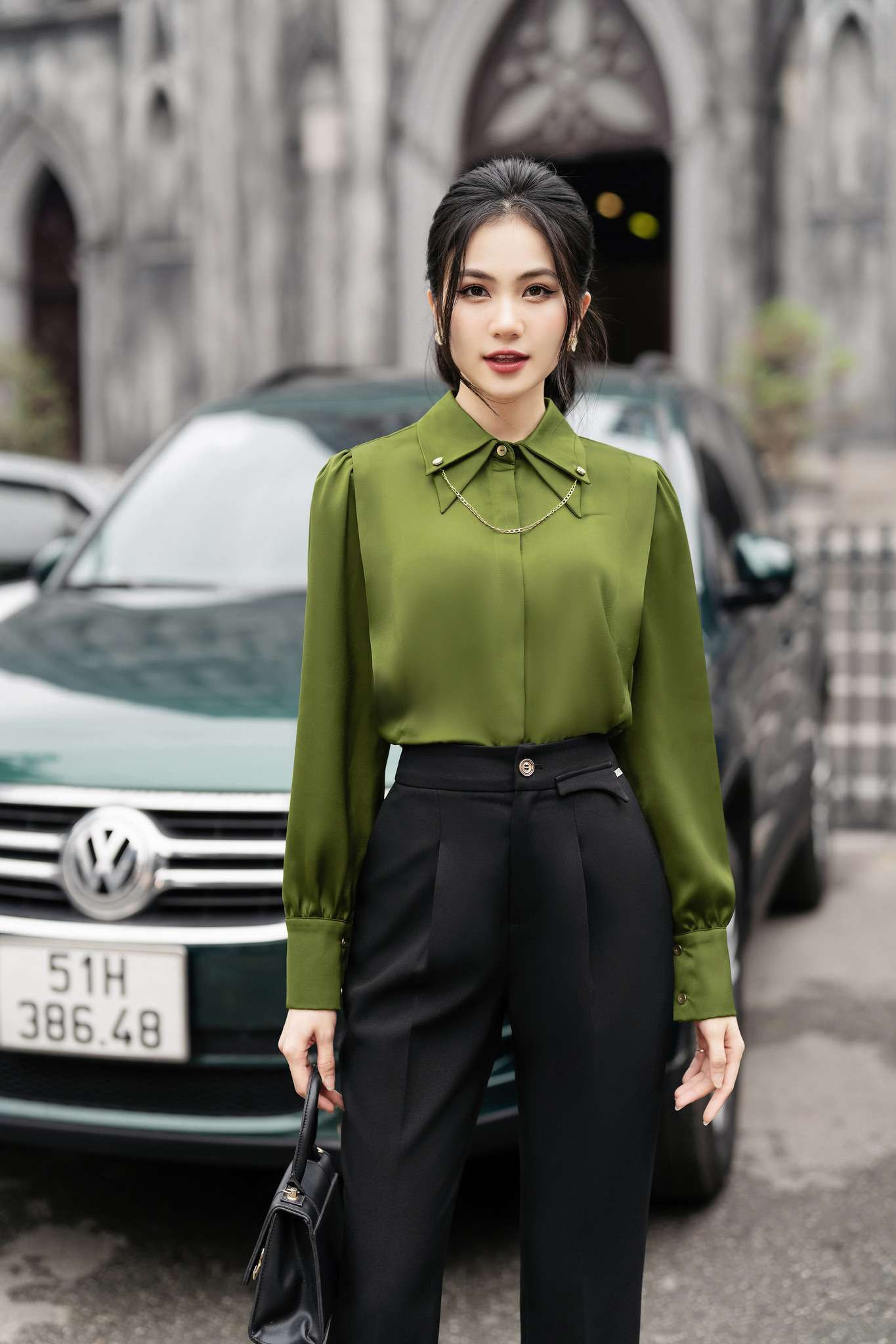 Áo sơ mi cách điệu vải voan