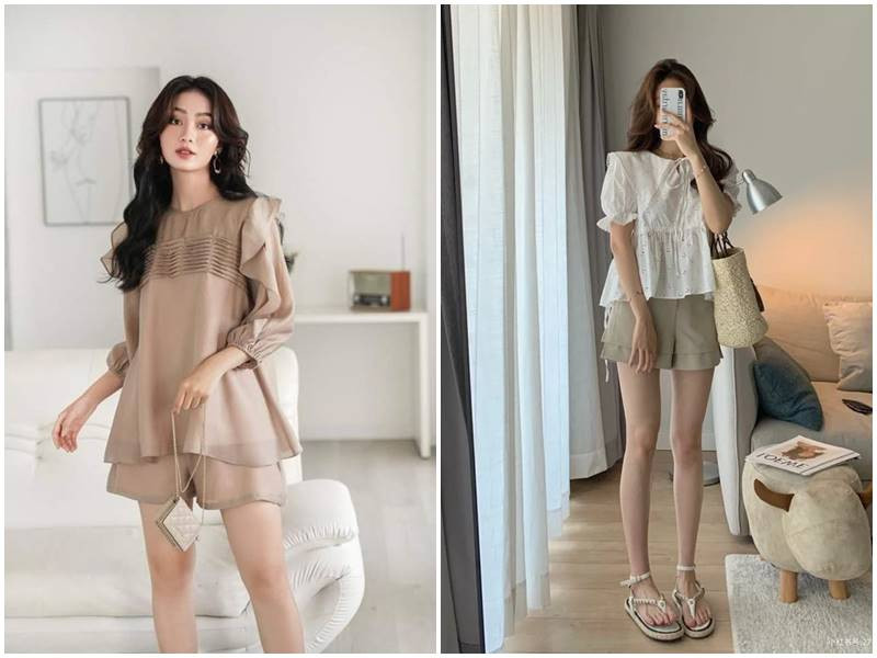 Áo sơ mi cách điệu baby doll