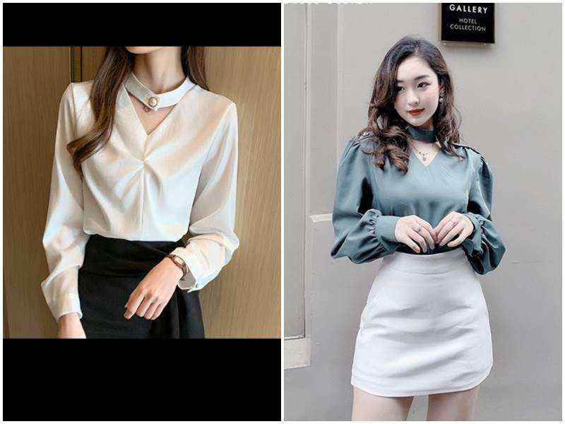 Áo sơ mi cách điệu choker