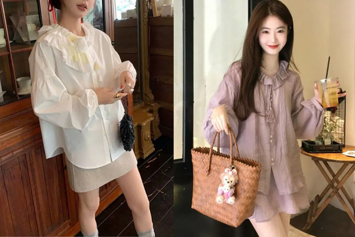 Cổ áo sơ mi nữ tròn bèo mang nét nữ tính nhẹ nhàng