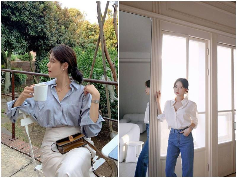 Áo sơ mi cách điệu công sở oversize