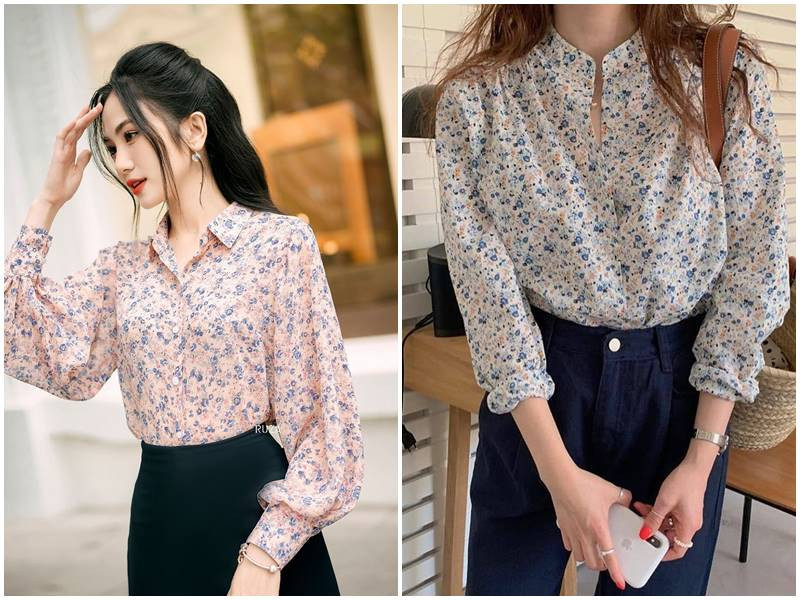 Áo sơ mi hoa cách điệu