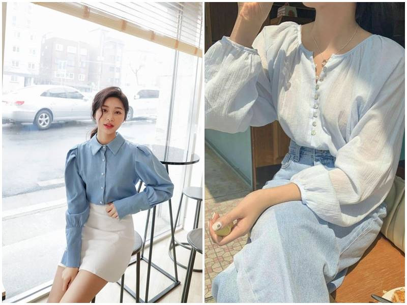 Áo sơ mi tay bồng cách điệu