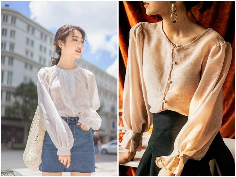 Áo sơ mi tay bồng cách điệu 50