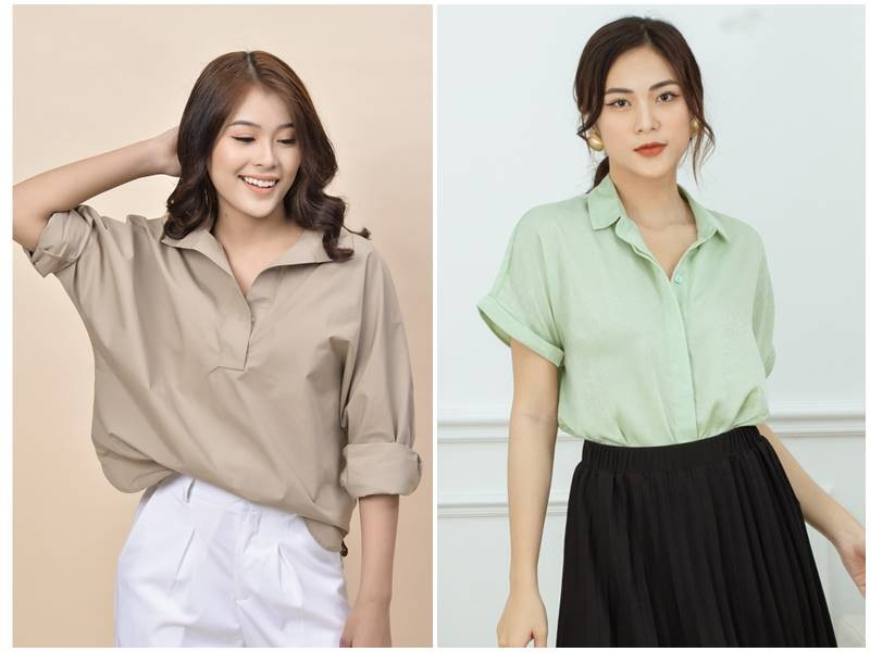 Áo sơ mi cách điệu tay cánh dơi
