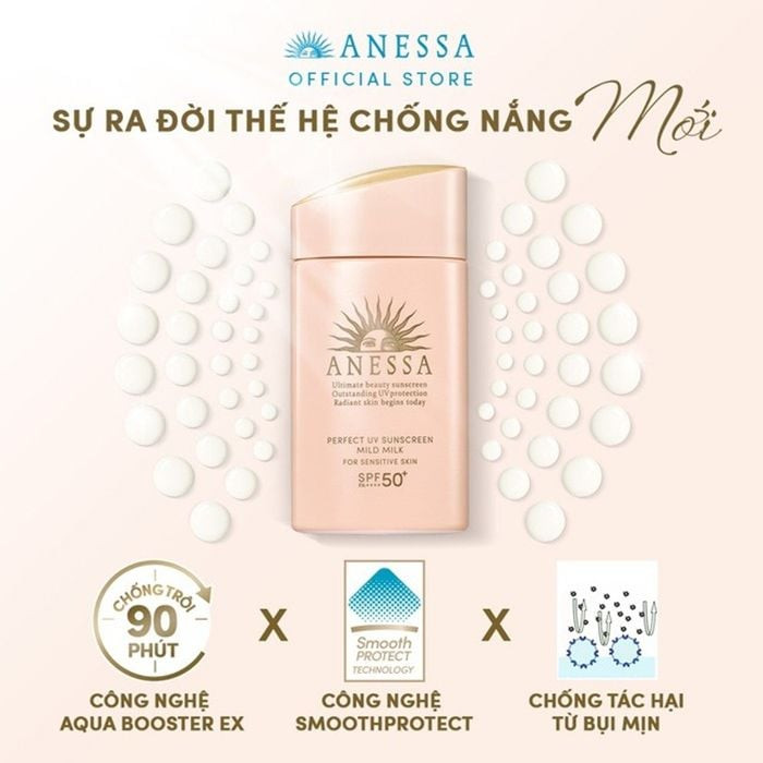 Kem chống nắng Anessa hồng Perfect UV Mild Milk 60ml dành cho da nhạy cảm và trẻ em