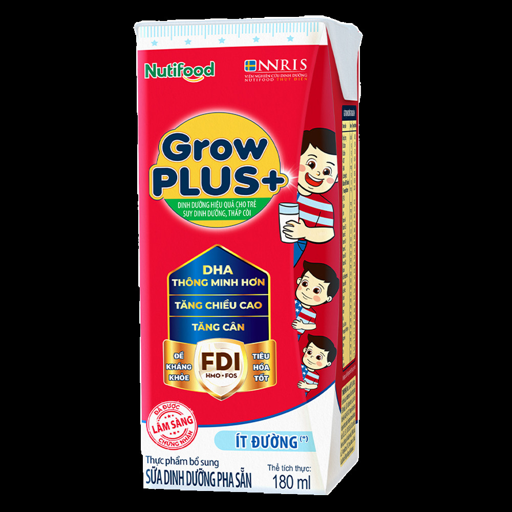 Sữa GrowPLUS+ Đỏ ít đường hỗ trợ phát triển chiều cao và tiêu hóa khỏe mạnh