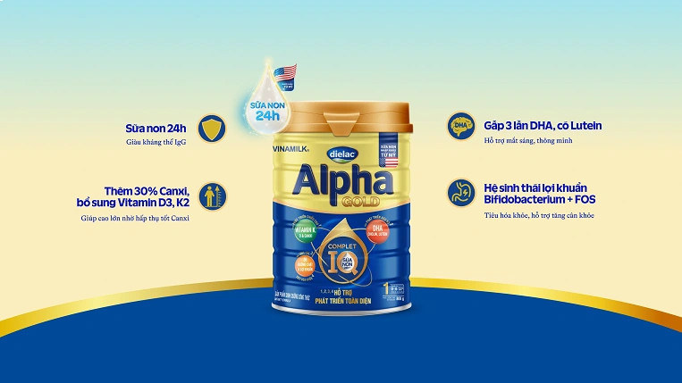 Sữa giúp bé cao lớn, tăng cân Dielac Alpha Gold IQ
