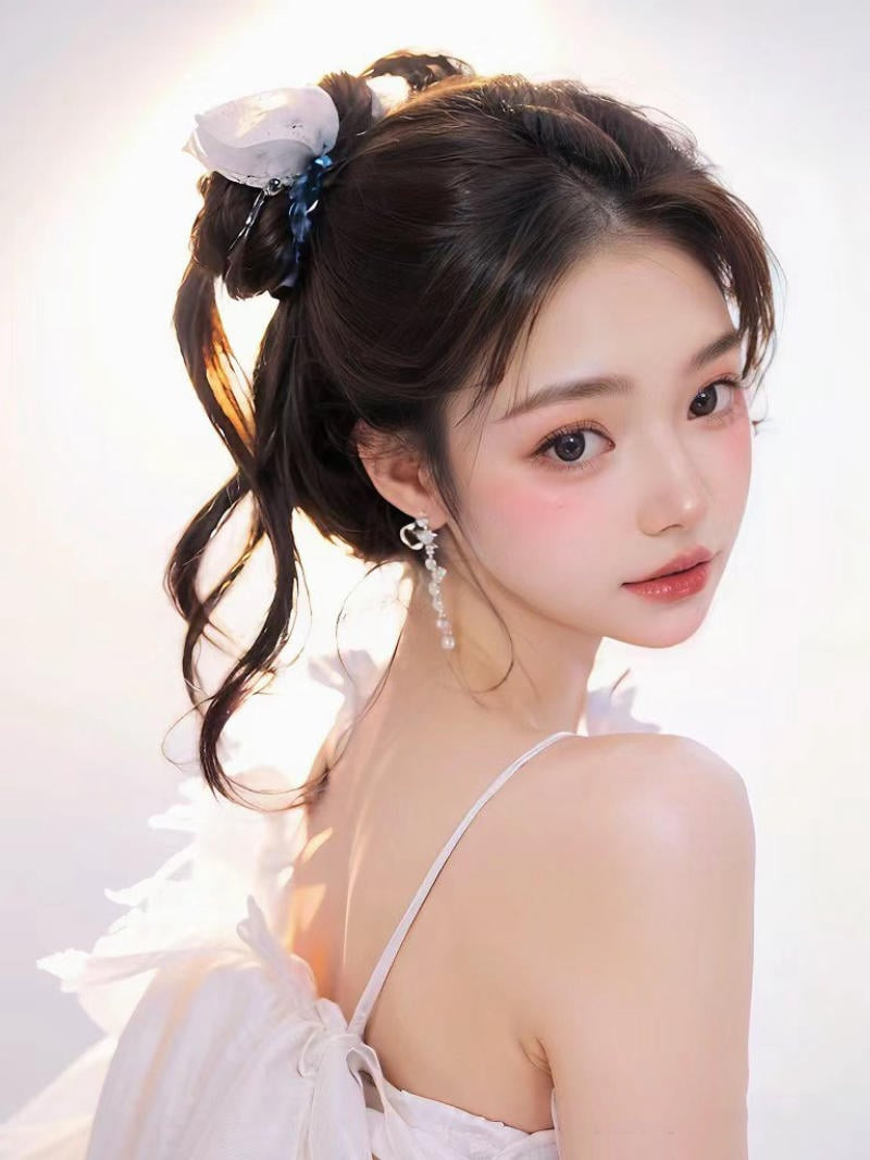 Tóc cột cao đánh rối nhẹ phía sau mang vẻ đẹp năng động