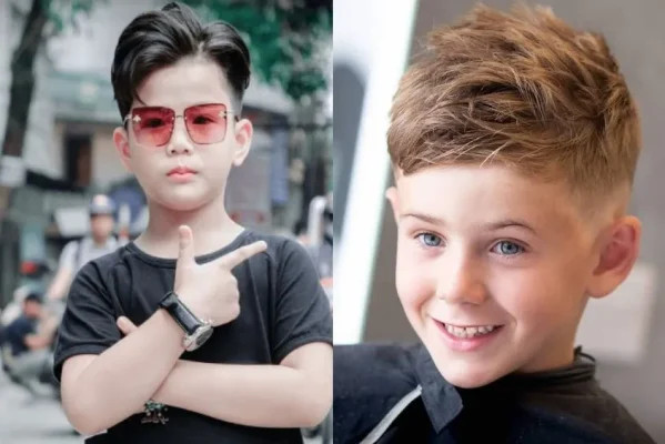 Kiểu tóc Side Part cho bé trai với phần ngôi chia lệch tự nhiên, tạo vẻ đáng yêu