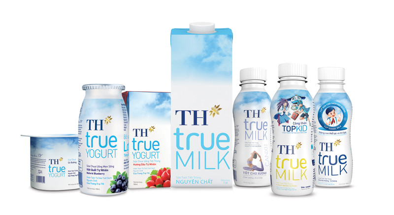 Các sản phẩm đa dạng của TH True Milk như sữa tươi, sữa chua uống, sữa chua cho bé