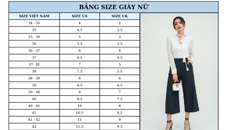 Các tiêu chuẩn định cỡ giày nữ phổ biến toàn cầu