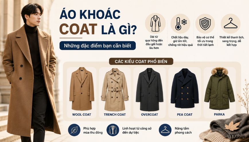 Áo khoác coat là gì? Những đặc điểm bạn cần biết
