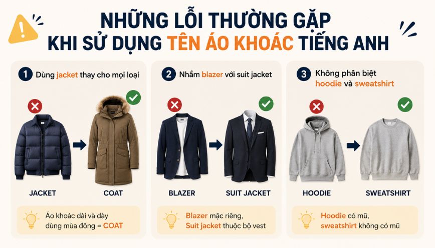 Những lỗi thường gặp khi sử dụng tên áo khoác tiếng Anh